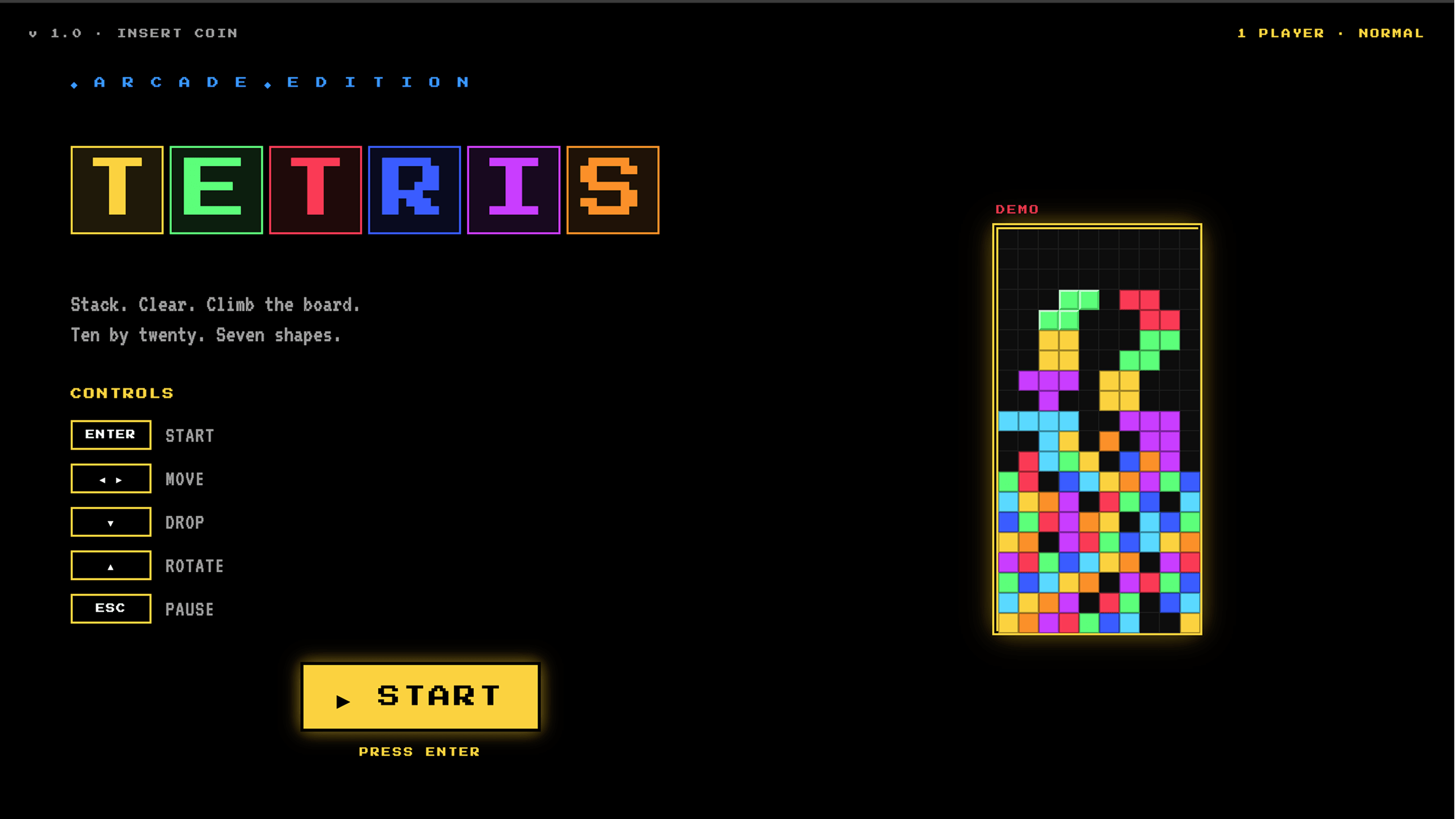 Tetris - Tetris with Leaderboard screenshot